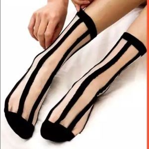 Sheer Striped Designer Socks